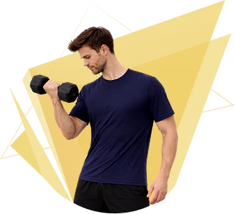 Athlete training with dumbbell