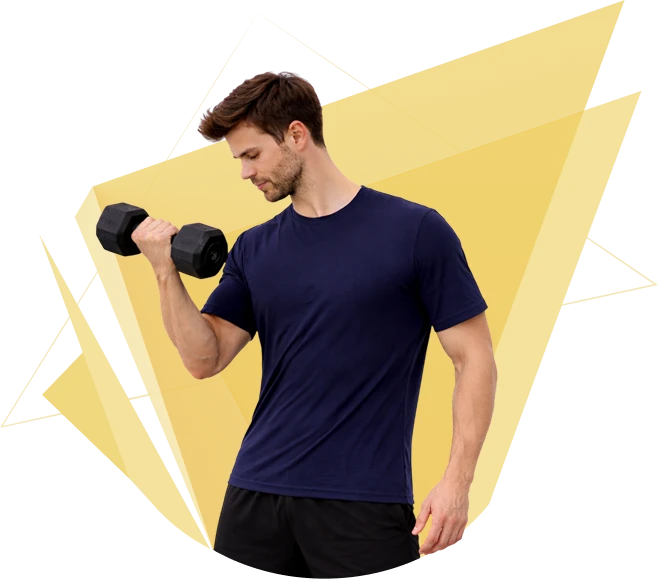 Athlete training with dumbbell